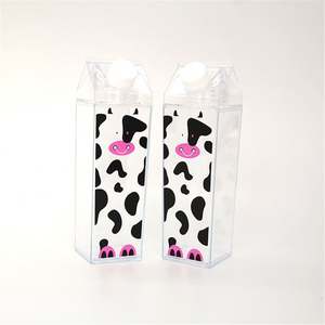 Botella de Agua Portátil Cuadrada de Plástico Transparente Reutilizable con Forma de Cartón de Leche, a Prueba de Fugas, Apta para Lavavajillas, para Fiestas, Venta al por Mayor - Product Image 5