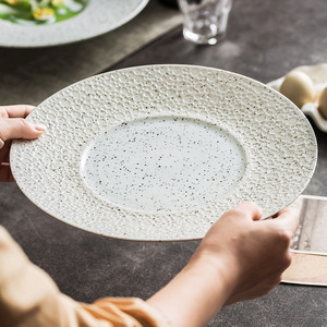 Tazón de Servir de Cerámica Moteada de Lujo para Restaurante Occidental, Borde Texturizado Hecho a Mano, Ecológico, Apto para Lavavajillas, Plato para Servir Alimentos - Product Image 2