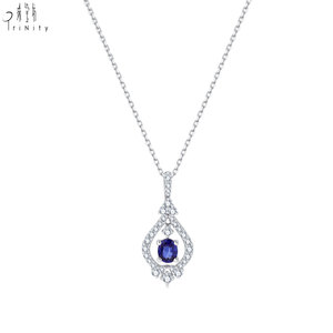 Nouvelle collection de bijoux en or blanc massif 18 carats, saphirs bleus et diamants naturels véritables, pour exportation en gros. - Product Image 4
