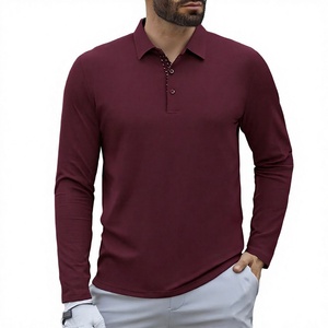 Polo homme élégant à manches longues, coupe classique, respirant, vêtement décontracté pour toutes les saisons. Polos homme à manches longues en vente. - Product Image 6