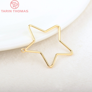 Высококачественные аксессуары и материалы для изготовления ювелирных изделий: позолоченные 24-каратным золотом вольфрамовые кольца-коннекторы в форме звезды, круглые, закрытые - Product Image 2