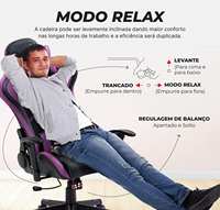 Chaise de jeu E-sports Anji Factory, dossier haut inclinable, appui-tête, hauteur réglable, chaise de jeu violette