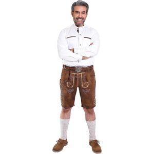 Lederhosen authentiques pour hommes, shorts en cuir véritable, tenues d'Oktoberfest, style traditionnel allemand, longueur courte, style daim marron - Product Image 2