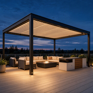 Système de pare-soleil motorisé intelligent en aluminium avec capteur, pour gazebo, <span class=keywords><strong>couverture</strong></span> de piscine automatique, protection contre la pluie pour balcon, respectueux de l'environnement - Product Image 4