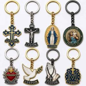 Porte-clés personnalisés en gros de haute qualité, croix religieuse, breloque sainte, porte-clés de la foi catholique, souvenir pour croyants - Product Image 1