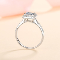 Bague minimaliste géométrique carrée pour femme en argent sterling S925 avec moissanite et diamant taille princesse, plaquée rhodium