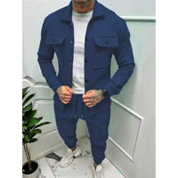 Tren Pakaian Fashion Terbaru Pria Musim Semi dan Gugur Celana Kasual Kancing Set 2 Potong