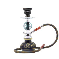 Vente directe d'usine transfrontalière : Ensembles de chichas arabes en métal finition miroir, options à un ou deux tuyaux ; Tuyaux de chicha créatifs