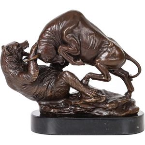 Artylife Classic Wall Street Bronze Taureau Ours Combat Statue Base En Marbre Vintage Art Sculpture Table Maison/Bureau/Table Utilisation - Product Image 3