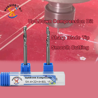 Fraise de compression en carbure monocoupe revêtue d'AlTiN Warrior's Bit CNC Tools 4mm 6mm 8mm pour découpe de plastique OEM