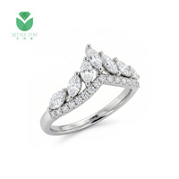 Bague éternité Betterstar en platine PT950 avec diamant de laboratoire taille marquise à 24 facettes, 0,5 ct D VVS, certifiée IGI, classique pour femme