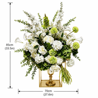Boule de fleurs artificielle personnalisée de 30 à 80 cm pour centres de table de mariage, en soie mélangée, blanc vert, Dusk Charm