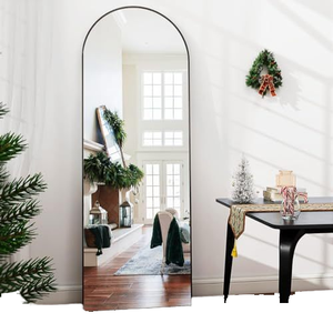 Miroir sur pied pleine longueur, arqué, cadre noir fin, pliable, pour chambre à coucher - Vente en gros - Product Image 2