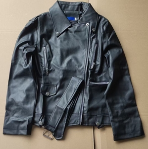 Nueva Chaqueta de Piel Sintética para <span class=keywords><strong>Mujer</strong></span> Otoño Invierno Negra con Cremallera Abrigo Básico Cuello Vuelto Chaqueta de Motociclista con Cinturón - Product Image 6