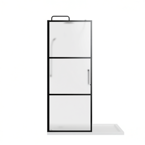 Puerta de Ducha Goodyo de 34 Pulgadas con Marco Negro, 3 Paneles Corredizos, Vidrio Templado de 8mm, Rectangular, para Cuarto Húmedo - Product Image 1