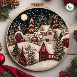 Beginner's <b>Christmas</b> <b>Embroidery</b> Starter <b>Kit</b> Cross Stitch Technique Handmade for Home Decor & Gift DIY Crafts Made From Cotton - Product Image 2