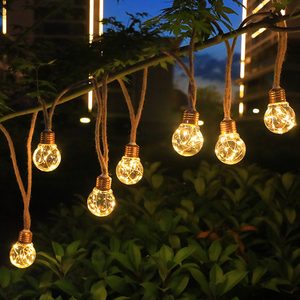 Guirlande lumineuse vintage en corde de chanvre, connectable, pour extérieur, patio, jardin, mariage, Noël, fête à domicile, décoration murale - Product Image 6