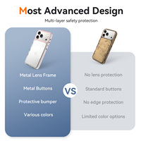 Coque de téléphone transparente antichoc pour iPhone 18 17 Pro Max, pare-chocs en TPU coloré, protection d'objectif d'appareil photo en métal, anti-jaunissement