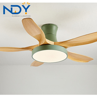 Bois massif 5 lames 42 pouces ventilateur de plafond moderne lumières télécommande ventilateur lampe LED lustre