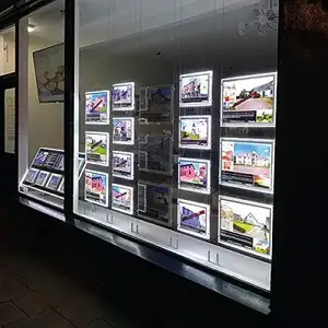 Double Side Landscape Real Estate Window Hanging Display Office Led Acrylic Poster Frame Light Box Sign Holder