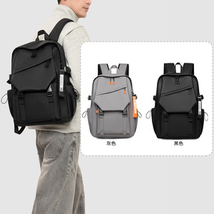 Men's Casual <b>Backpack</b> <b>Large</b> Capacity 12 Inch Laptop Compartment For Commuting Travel Student Use Gray Black Solid Color - Product Image 3