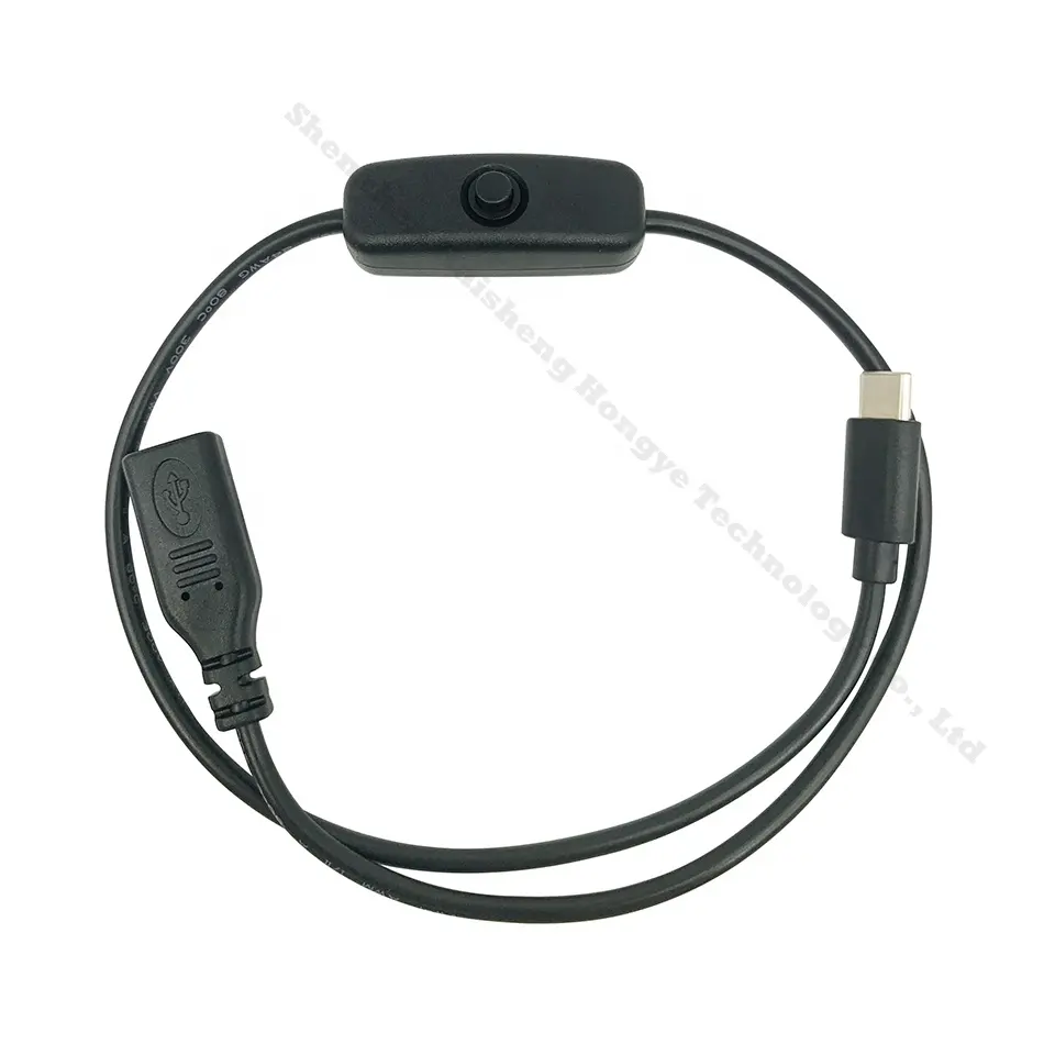 Male Type-c To Female Usb-c Extension Wire Cable With 501 Switch For Raspberry Pi 4A 4B Android Electrical Power Supply