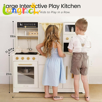 Nouvelle Cuisine de Jeu Tendance pour Enfants en Bois, Jeu d'Imitation Montessori avec Système de Rangement pour Jouets