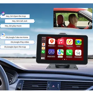 Sunwayy - Rádio portátil CarPlay sem fio BT para carros, com tela de 7 polegadas, controle de voz automático Android, carplay por atacado