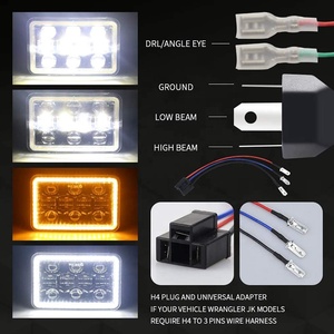 Phares LED 4x6 pouces Hi/Lo à faisceau scellé compatibles avec KW T800 T600 Peterbilt 379 Freightliner Chevy Oldsmobile Cutlass (2 pièces) - Product Image 2