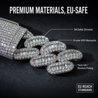 Bracelet cubain personnalisé de haute qualité avec baguettes de zirconium cubique, bijoux hip-hop personnalisés en moissanite, laiton plaqué or 14 carats, fabrication sous marque privée