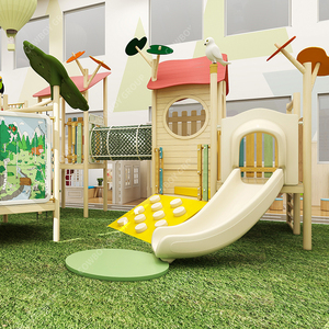 Structure de jeu en bois massif en forme de maison dans les arbres pour centre commercial et café-restaurant pour enfants - Product Image 1