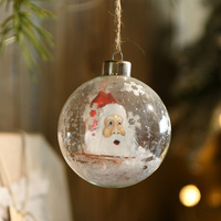 Ornamen Bola Natal Transparan dengan Pemandangan Salju di Dalamnya, Pola Santa dan Manusia Salju, Hiasan Gantung untuk Pohon Natal, Dekorasi Rumah dan Liburan