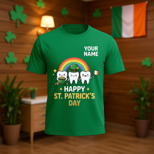 T-shirt personnalisé pour la Saint-Patrick, motif dents joyeuses, cadeau pour dentiste et hygiéniste - Product Image 3