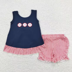 Conjuntos de <span class=keywords><strong>Dos</strong></span> Piezas para Niñas, 8 Estilos, Ropa de Verano, Bordado de Béisbol, Lindos Conjuntos de <span class=keywords><strong>Dos</strong></span> Piezas para Niñas - Product Image 2