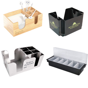 Caddy para Servir con Logotipo Personalizado, Negro, Plateado, Verde, Acero Inoxidable, 3/6 Compartimentos, Caddy de Plástico y Madera para Bar, para Rusia Abbey's - Product Image 1