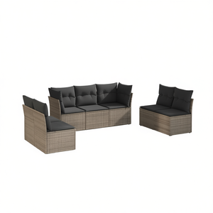 Ensemble de canapés de jardin en rotin gris avec housses amovibles, mobilier d'extérieur 6 places, design contemporain - Product Image 1