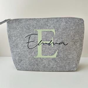 New Soft Felt <b>Large</b> <b>Capacity</b> Makeup <b>Bag</b> 9'' Fashionable Wedding <b>Travel</b> <b>Cosmetic</b> Pouch Zipper Printed Logo for Bridesmaids - Product Image 5