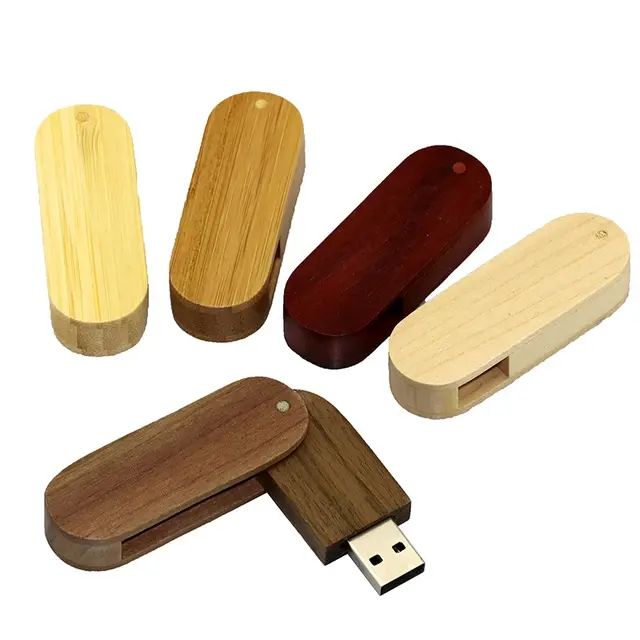 नया कस्टम लोगो लकड़ी का USB फ्लैश ड्राइव 4GB 8GB 16GB USB2.0 16GB 32GB स्विवेल पेनड्राइव कस्टम लोगो लकड़ी के USB मेमोरी स्टिक के साथ