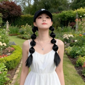 Nouveau Chapeau Perruque <span class=keywords><strong>Femme</strong></span> Réglable Effet Bulle et Tressé à la Main en Soie Haute Température, Facile à Porter pour <span class=keywords><strong>Coiffure</strong></span> Quotidienne - Product Image 2