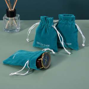 PerfectUSM Screen Printed Customized Logo Drawstring Velvet <b>Candle</b> Storage Bags Recyclable Gift Packaging for Christmas Gift - Product Image 6