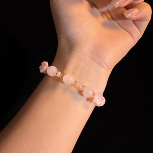 Bracelet vintage, bracelet halo doux, bracelet brume rose, bracelet cube océan, bracelet perlé, bijoux - Product Image 4