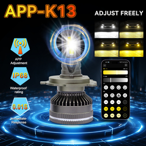 Bombilla LED para Faros Delanteros de Doble Color, Control por Aplicación Inteligente, 12V 190W 30000LM 6000K-6500K, Impermeable, Lámpara Antiniebla para Conducción, Foco Delantero de Aluminio - Product Image 6