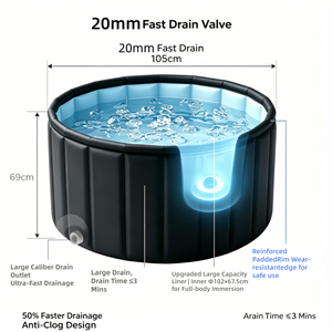 <span class=keywords><strong>Baignoire</strong></span> de plongeon froid 105 cm <span class=keywords><strong>XL</strong></span> <span class=keywords><strong>pliable</strong></span>, bain de glace 20 mm, drain rapide, isolation 6 couches, vente en gros - Product Image 2