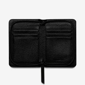 Billetera de cuero genuino RFID para mujer, tarjetero minimalista, monedero diario personalizado con cremallera