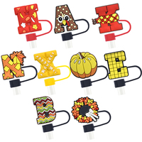 8mm Automne Thanksgiving Série Verres Champignon Paille Topper Assortiment Paille Toppers Dos Mexique Paille Toppers