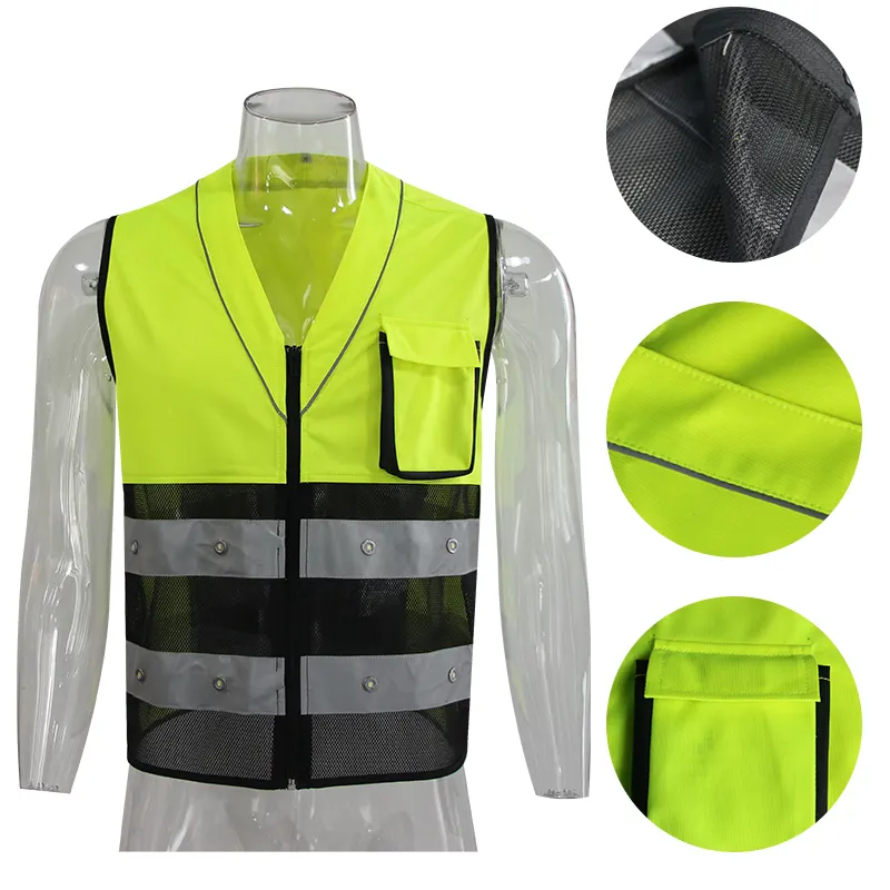 New Innovation Color Matching Design Led Bike Safety Warning Comfortable Running Sport Cycling Vest With Eco-Friendly Battery
