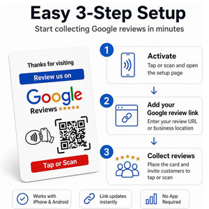 Carte NFC personnalisée avec URL de lien Google Review et code QR encodé, carte à tapoter pour affichage, pour café, salon, restaurant, hôtel, carte de visite professionnelle - Product Image 3