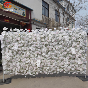 LEDA Customized Party Event White Rose Baby's Breath Square Backdrop Artificial <b>Flower</b> <b>Wall</b> for Wedding - Product Image 3