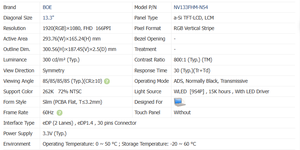 13,3 Zoll Panel NV133FHM-N54 N61 N6A 1920*1080 60HZ LCD EDP/30Pin Laptop Notebook-Bildschirm - Product Image 5