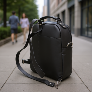 Mochila Fana Arabella Negra de Cuero Grabado, 5L, Estilo Clásico Unisex para Viaje, Cierre de Cremallera - Product Image 2